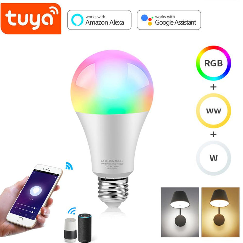 Tuya Smart Life 2.4G WiFi Smart Lamp Remote Voice Dimmable Control LED Bulb Work With Alexa, Echo,Google Home Automation Light