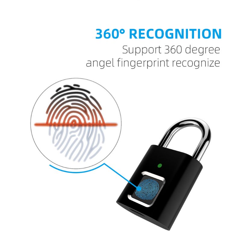 L34 Anti-theft Security Fingerprint Lock Electronic Padlock for Home Warehouse PXPE