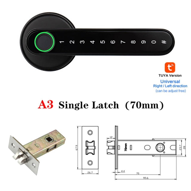 HAISUNY Tuya APP Bluetooth WiFi Indoor Smart Door Lock Biometric Fingerprint Lock Password Key Unlock Electronic Digital Lock