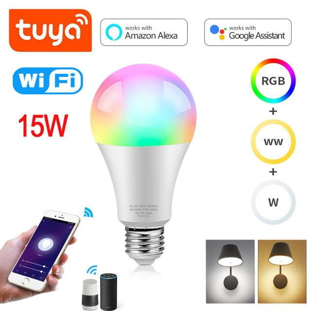 Tuya Smart Life 2.4G WiFi Smart Lamp Remote Voice Dimmable Control LED Bulb Work With Alexa, Echo,Google Home Automation Light
